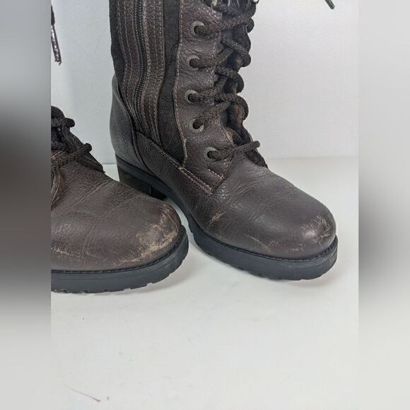Vintage Pajar winter boots brown leather shearling lace up zip up 6.5 - Picture 3 of 8